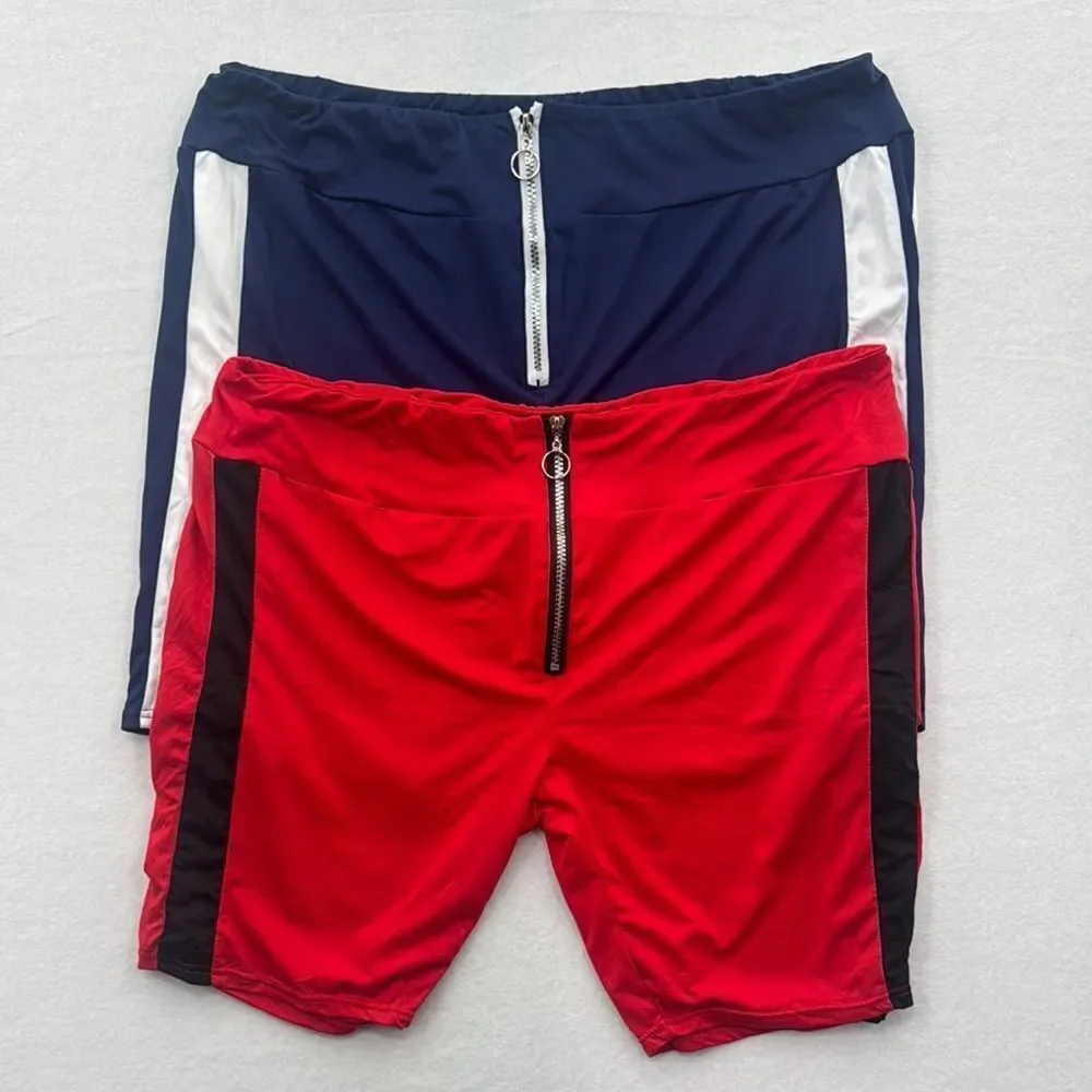 3For$20 Rogue Collection 2Pc Short Set Zipper Front Red and Blue  Size 4X